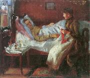 Lovis Corinth Vater Franz Heinrich Corinth auf dem Krankenlager oil